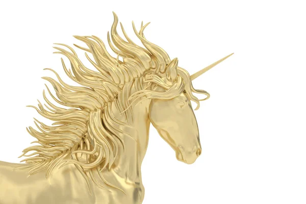 Gold Unicorn Isolated White Background Rendering Illustration — Foto de Stock