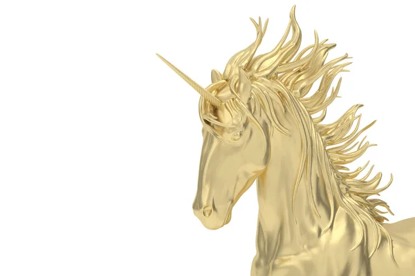 Gold Unicorn Isolated White Background Rendering Illustration — Stockfoto