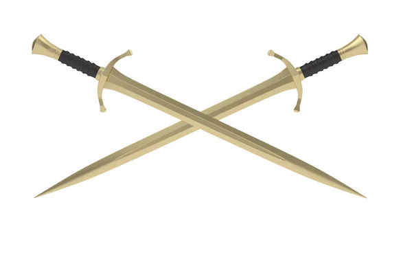 Gold Sword Isolated White Background Rendering Illustration — Stock Photo, Image