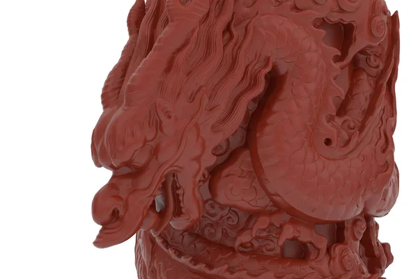 Giant Chinese Dragon Pillar Isolated White Background Rendering Illustration — Fotografia de Stock