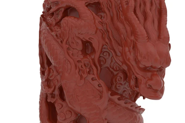 巨大な中国の龍柱の白い背景に隔離された 3Dレンダリング 3Dイラスト — ストック写真