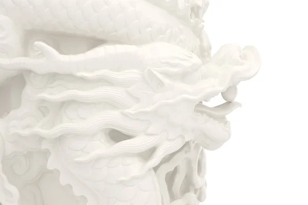 Giant Chinese Dragon Pillar Isolated White Background Rendering Illustration — Fotografia de Stock