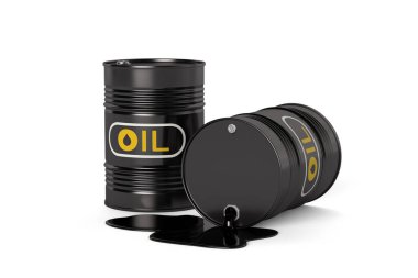 Petrol varilleri beyaz arka planda izole edilmiş. 3B illüstrasyon.