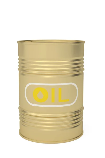 Barril Petróleo Dorado Aislado Sobre Fondo Blanco Representación Ilustración —  Fotos de Stock
