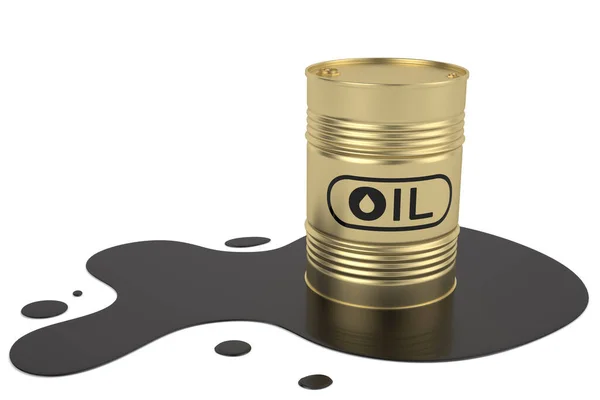 Barril Petróleo Dorado Aislado Sobre Fondo Blanco Representación Ilustración —  Fotos de Stock