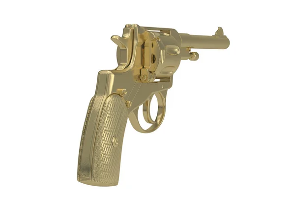 Gold Revolver Απομονώνονται Λευκό Φόντο Απεικόνιση — Φωτογραφία Αρχείου