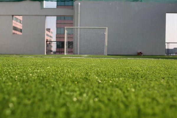 Marcaje Teren Fotbal Fotbal Teren Fotbal Linii Stadionul Fotbal Fundal — Fotografie, imagine de stoc