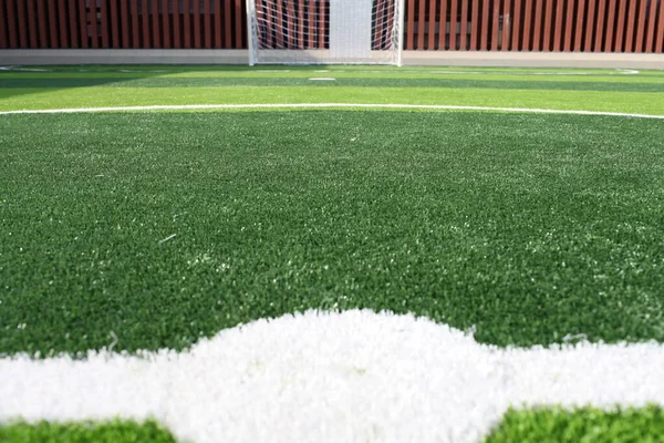 Marcações Campo Futebol Futebol Campo Futebol Linhas Estádio Futebol Fundo — Fotografia de Stock