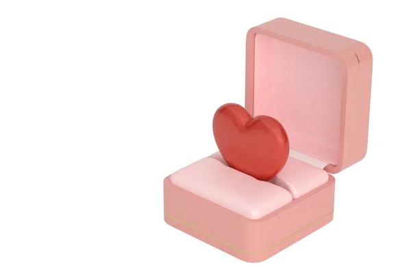 Herz Luxusbox Auf Weißem Hintergrund Rendering Illustration — Stockfoto