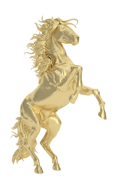 Cavalo Ouro Isolado Sobre Fundo Branco Ilustração Imagem De Stock