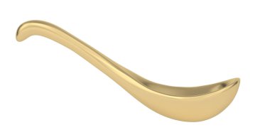 Altın kaşık beyaz arka planda izole edilmiş. 3B illüstrasyon.