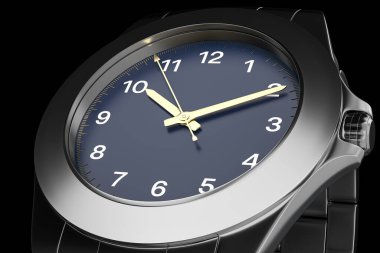 Beyaz arka planda izole edilmiş bir şekilde yakından izle. Üç boyutlu illüstrasyon. 3d hazırlayıcı