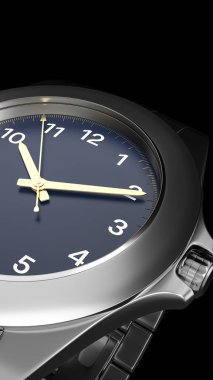 Beyaz arka planda izole edilmiş bir şekilde yakından izle. Üç boyutlu illüstrasyon. 3d hazırlayıcı