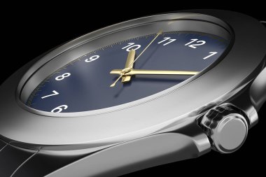 Beyaz arka planda izole edilmiş bir şekilde yakından izle. Üç boyutlu illüstrasyon. 3d hazırlayıcı