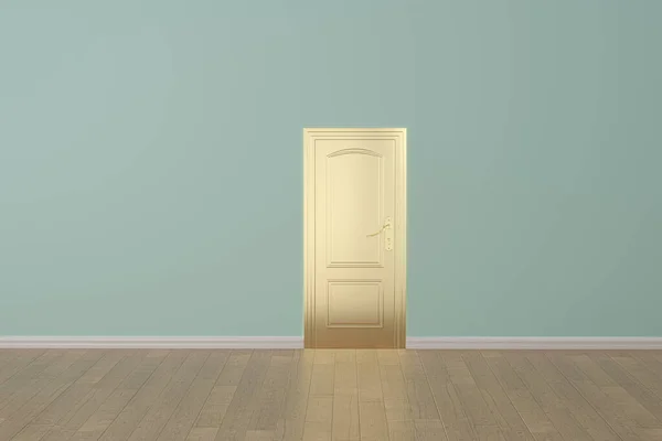 創造的なイラスト 黄金の閉じたドア 3Dイラスト 3Dレンダリング — ストック写真