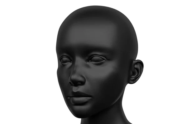 Black Mannequin Female Head Sculpture Isolated White Background Illustration — Stock Photo, Image