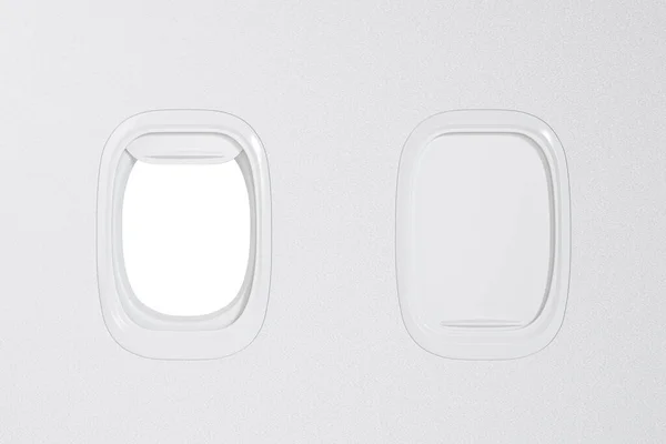 Ventanas Aviones Con Cortinas Diferentes Posiciones Espacio Blanco Interior Ilustración Imagen De Stock