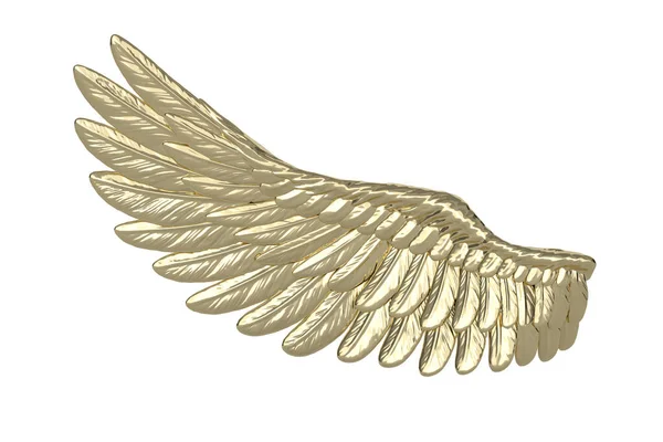 Een Gouden Vleugel Geïsoleerd Witte Achtergrond Render Illustratie — Stockfoto