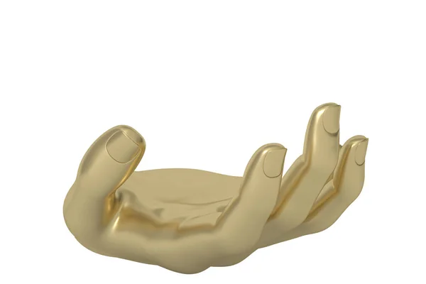 金色的手势在白色背景上被隔离 3D渲染 3D插图 — 图库照片