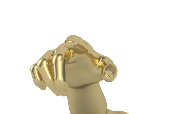 Gold Hand Gesture Isolated White Background Rendering Illustration — Stock Photo, Image
