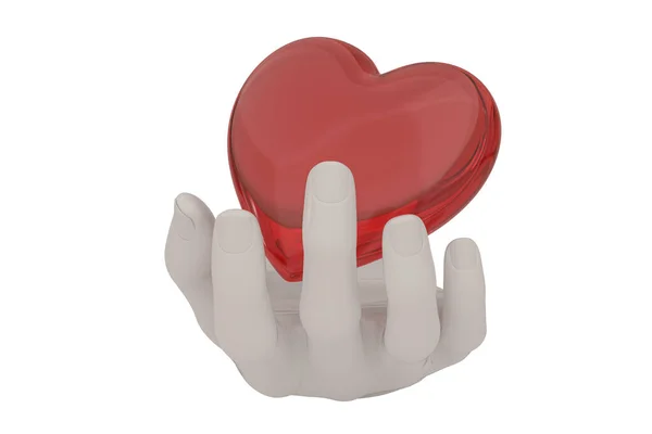 Porselein Hand Met Rode Heart Afbeelding — Stockfoto