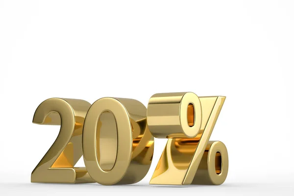 Gold Percent Number Rendering Isolated White Background — Foto de Stock
