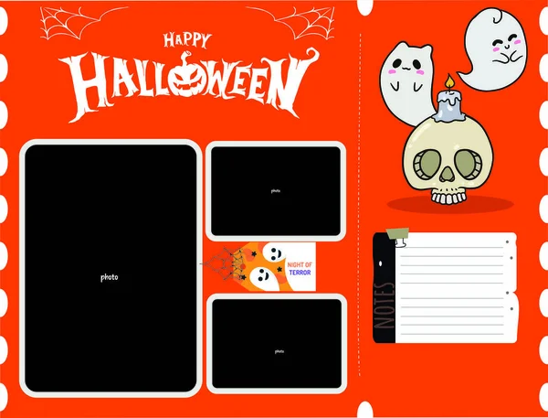 Halloween Theme Photo Collage Frame Scrapbook Template Paste Pictures Photos — Stock Photo, Image