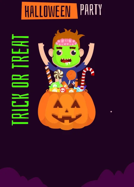 Halloween Trick Oder Behandeln Party Einladung Grußkarte Leere Vorlage Bearbeiten — Stockfoto