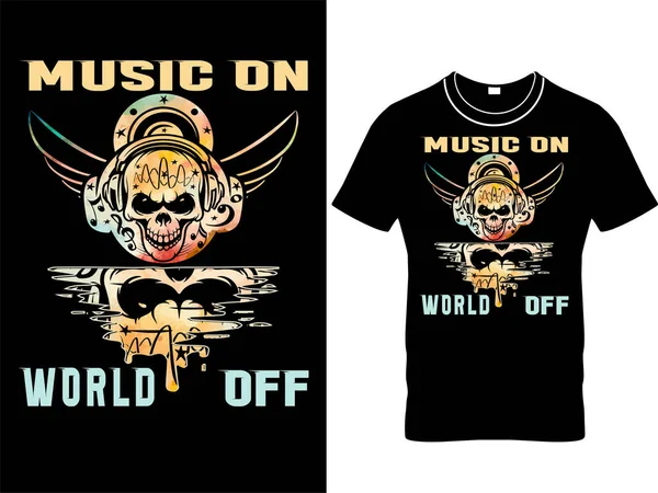 Musique World Shirt Vêtements Design Tendance Avec Crâne Casque Typographie — Photo