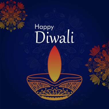 Mandala ve Petrol Lambası ile Diwali illüstrasyonu 