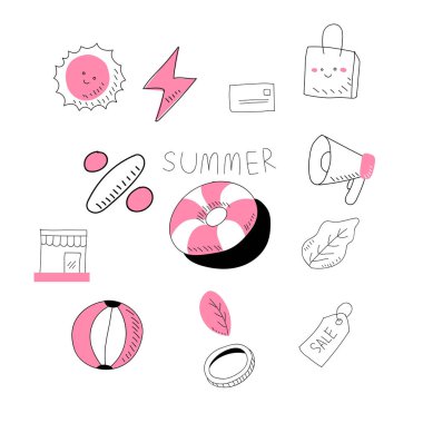 Yaz indirimi, indirimli vektör sanatı ve illüstrasyon.