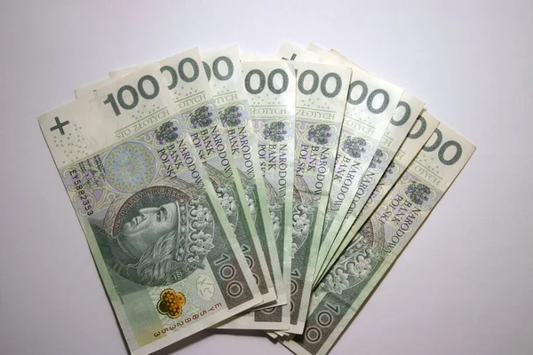 Polnisches Geld Weißer Hintergrund — Stockfoto