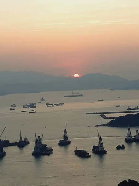 香港的日落景观 — 图库照片