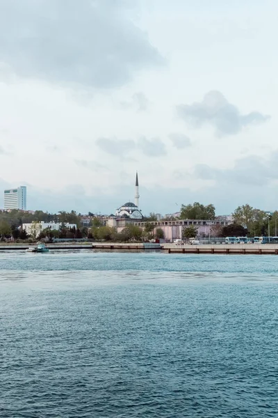 Famosa moschea suleymaniye vicino a edifici e bosporus a Istanbul — Foto stock
