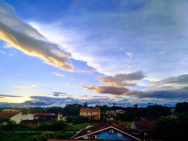 Olha Formato Dessas Nuvens Cobrindo Tambm Serra Mar — Stockfoto