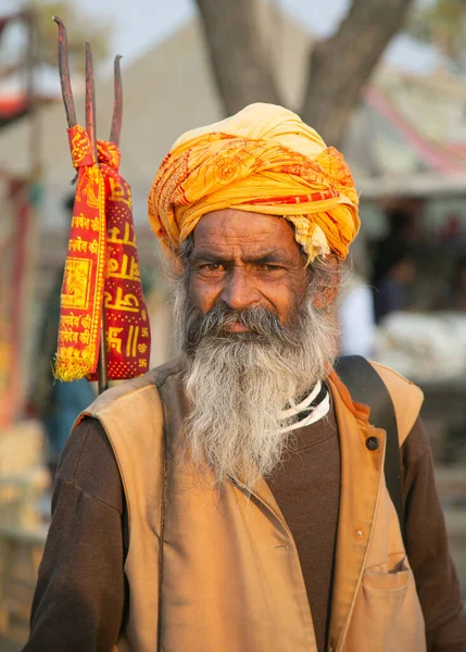 プシュカル ラジャスタン インド プシュカル フェアでターバンの男 — ストック写真