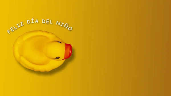 Sárga Gumikacsa Boldog Gyereknap Spanyol Nyelven — Stock Fotó