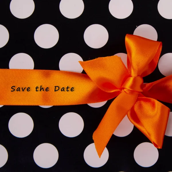 Date Message Wrapping Paper Orange Ribbon — Stock Photo, Image