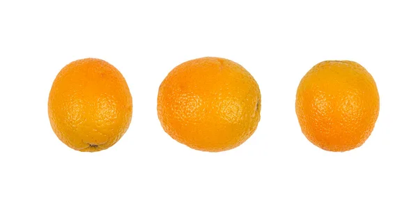 Drie Sinaasappels Geïsoleerd Witte Achtergrond — Stockfoto