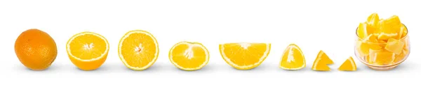 Collection Banner Whole Sliced Fruit Oranges Bowl Sliced Oranges Pieces — Stock Photo, Image