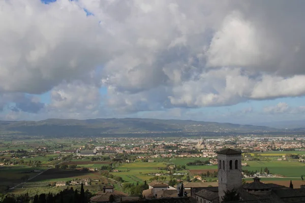 Vista Sul Bellissimo Paesaggio Assisi Una Collina — Foto Stock