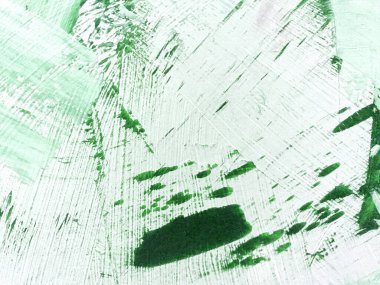 Soyut sanat arka planı koyu yeşil ve beyaz renkler. Zümrüt gradyan ile bez üzerinde suluboya boya. Sıçratma desenli akrilik arkaplan.