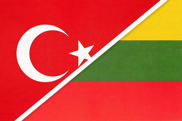 Turkey and Lithuania, symbol of country. Turkish vs Lithuanian national flags.