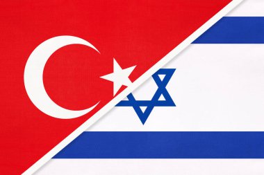 Türkiye ve İsrail, ülkenin sembolü. Türk İsrail 'e karşı, ulusal bayraklar.