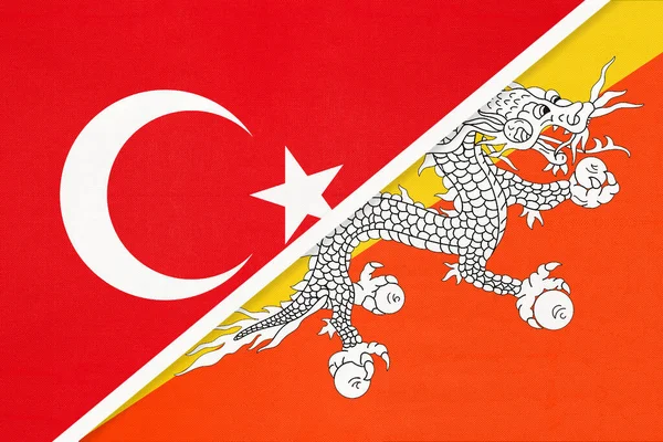 Turkije Bhutan Symbool Van Het Land Turkse Bhutanese Nationale Vlaggen — Stockfoto