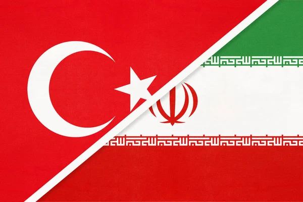 Turkey and Iran or Persia, symbol of country. Turkish vs Iranian national flags.