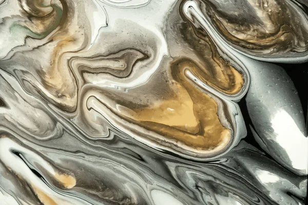 Abstracte Vloeibare Kunst Achtergrond Beige Grijze Kleuren Vloeibaar Marmer Acrylverf — Stockfoto