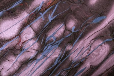 Abstract fluid art background dark purple and brown colors. Liquid marble. Acrylic painting on canvas with blue lines and gradient. Alcohol ink backdrop with waves pattern.
