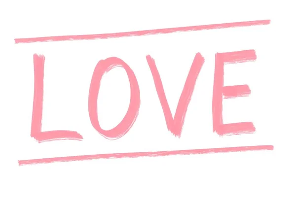 ピンク色のブラシで書かれたフレームと白の隔離された背景にインクで言葉の愛 文字や文字で書かれた文字 手紙の芸術 バレンタインの休日のための碑文 — ストック写真