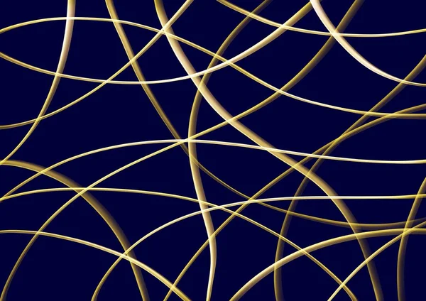 Abstrakt Konst Bakgrund Marinblå Färg Med Vågiga Gyllene Linjer Bakgrund — Stockfoto